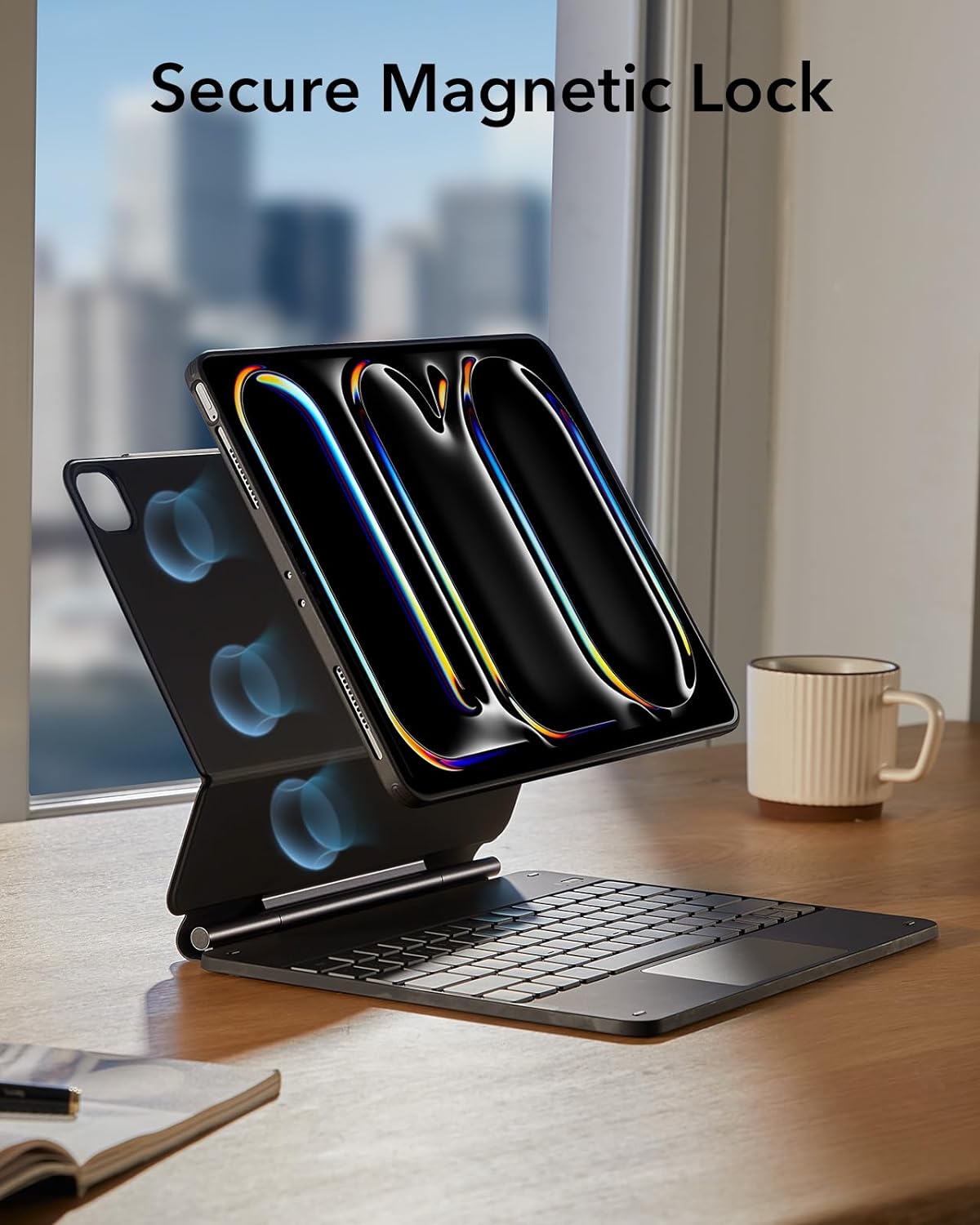 ESR iPad Pro 13 Inch Case with Keyboard (M4, 2024), iPad Pro 13 Keyboard Case with Easy-Set Magnetic Stand, Portrait/Raised Modes for iPad Pro 13 Keyboard, Removable Case, Rebound 360 Series, Black - Image 7