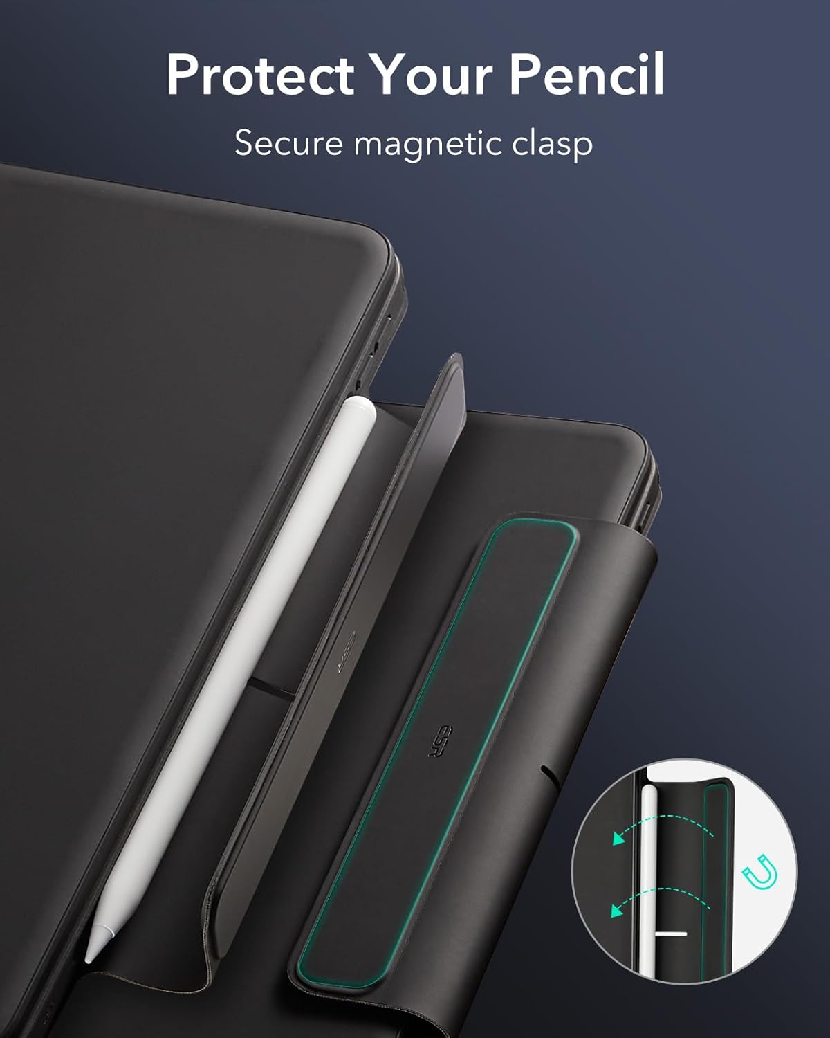 ESR iPad Pro 13 Inch Case with Keyboard (M4, 2024), iPad Pro 13 Keyboard Case with Easy-Set Magnetic Stand, Portrait/Raised Modes for iPad Pro 13 Keyboard, Removable Case, Rebound 360 Series, Black - Image 9