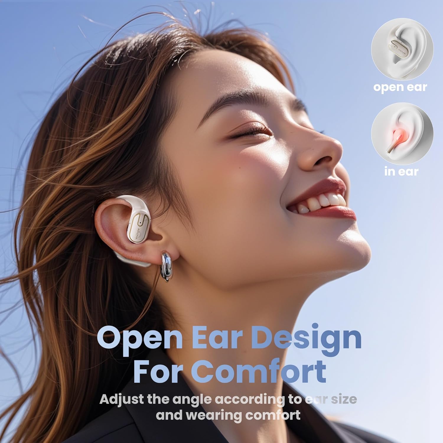 Open Ear Headphones Earbuds wireless - 5.4 Bluetooth Ear Buds with LED Digital Display IPX7 Waterproof, Wireless Headphones Touch Control Air Conduction Stereo Sound with 18.2mm Drivers 80H Playtime - Image 2