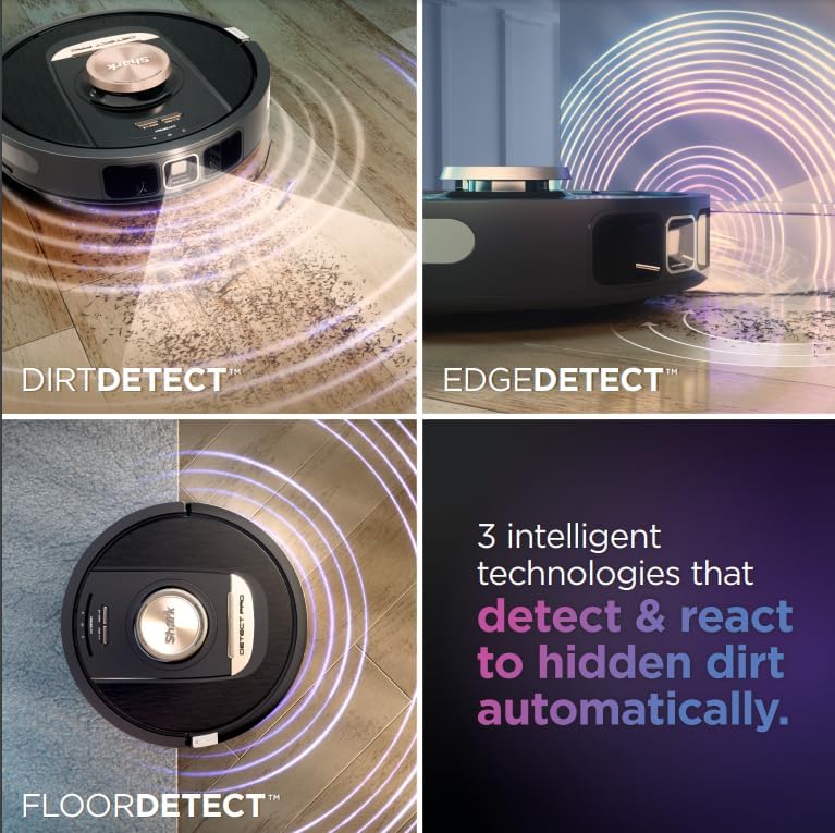 Shark RV2820AE Detect Pro Self-Empty Robot Vacuum with Bagless, 60-day Capacity HEPA Base, 3 Detect & React Technologies, Auto Deep-Clean on Carpets and Hardfloors, NeverStuck Tech, Wi-Fi Black/Bronze - Image 2