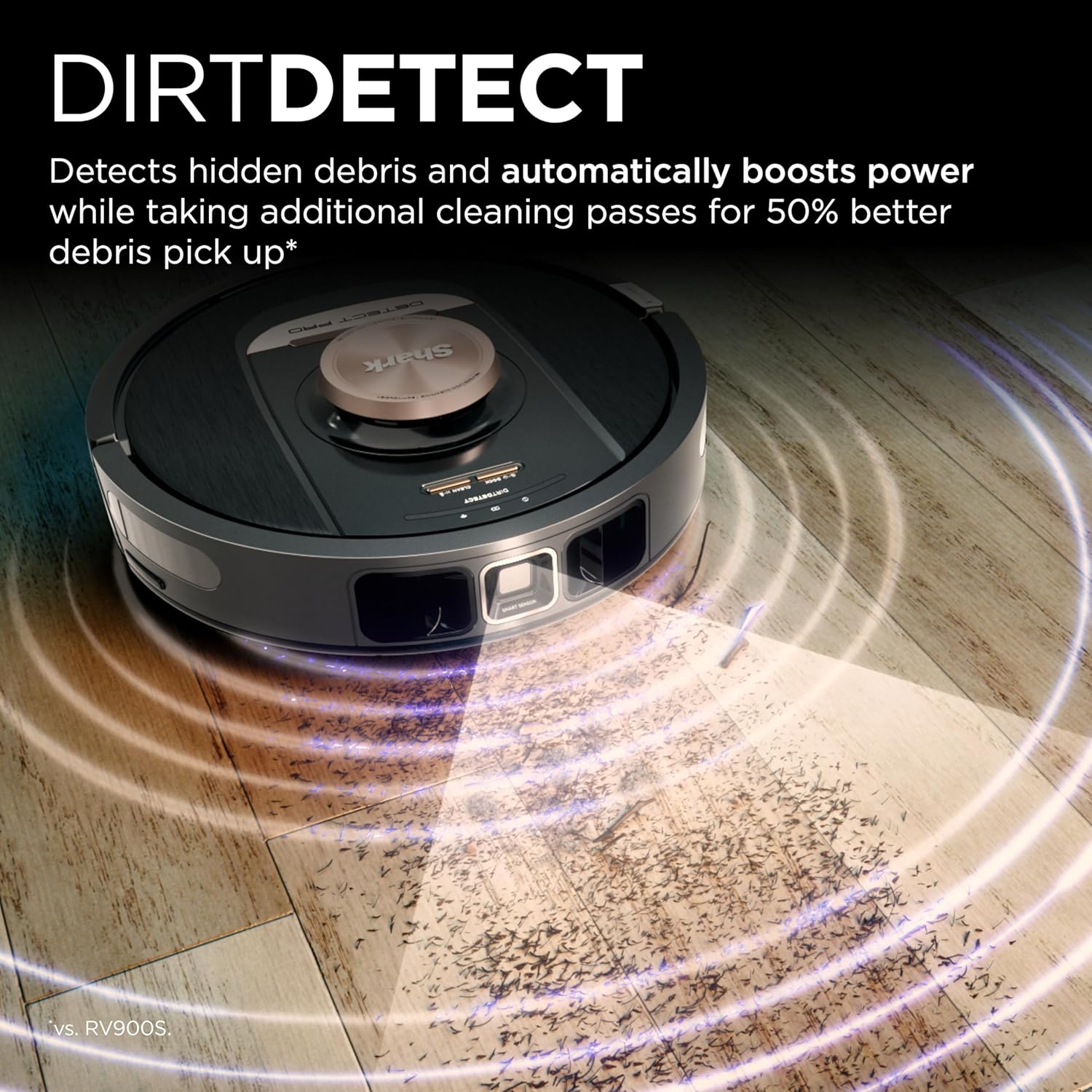 Shark RV2820AE Detect Pro Self-Empty Robot Vacuum with Bagless, 60-day Capacity HEPA Base, 3 Detect & React Technologies, Auto Deep-Clean on Carpets and Hardfloors, NeverStuck Tech, Wi-Fi Black/Bronze - Image 3