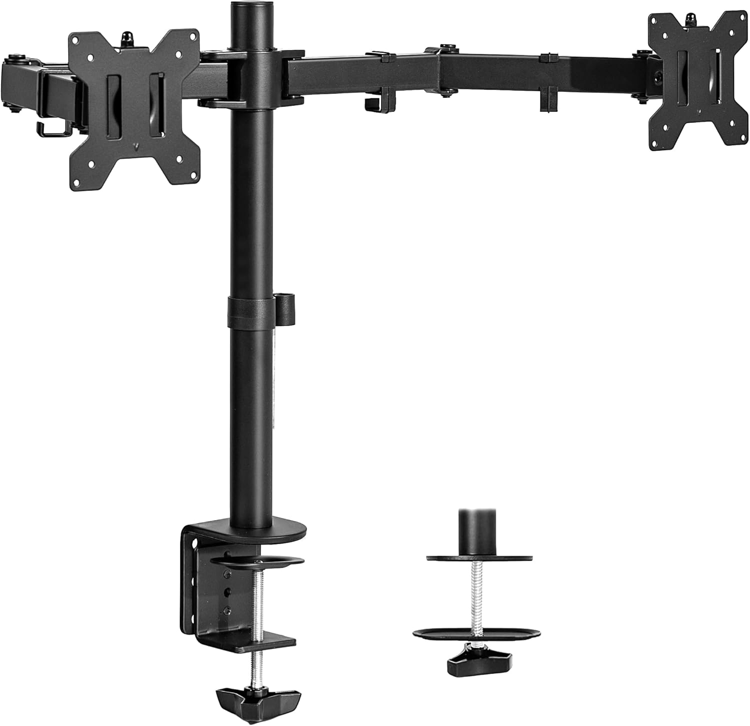 VIVO Dual Monitor Desk Mount, Heavy Duty Fully Adjustable Steel Stand, Holds 2 Computer Screens up to 30 inches and Max 22lbs Each, Black, STAND-V002